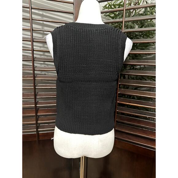 Royalty by Maluma Women's Black Crop Scoop Neck Knit Tank Top Sweater XL NWT - Picture 5 of 10